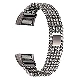 bayite Metal Bands Compatible Fitbit Charge 2, Replacement Bracelet Adjustable Women，Black
