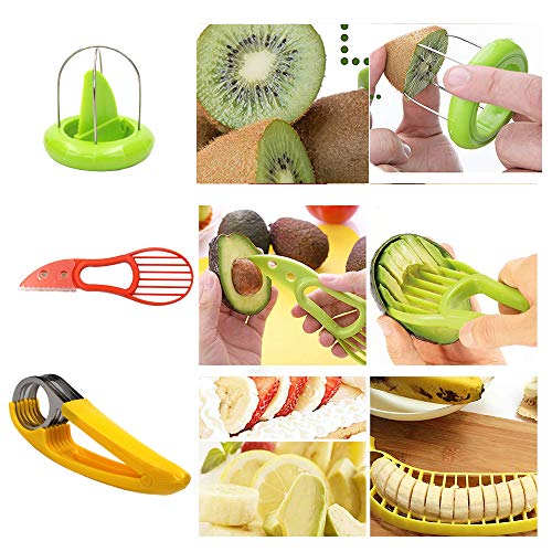 Fruit Slicer Peeler Set of 9 - Plastic Orange Peeler, Cantaloupe,Garlic Peeler, Avocado Knife,Pineapple Corer, Watermelon/Kiwi/Banana Slicer, Handheld Fruit Tools with Free 8 Fruit Forks - Thumbnail 4