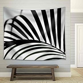 Palm Leaf Black and White - Fabric Wall Tapestry Home Decor - 51x60 inches