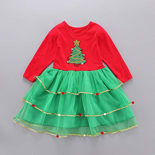Toddler Kids Baby Girls Outfits Christmas Tree Dress Red Green Tutu Skirt Clothes Set Winter