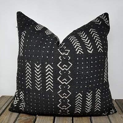 Qui556 Tribal African Mudcloth Pillow Cover Authentic Mud Cloth Pillow Boho Pillow Black White Textiles KALI