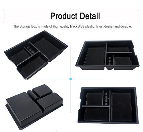 Car Center Console tray Organizer Insert Armrest secondary Storage Box for 2009-2018 Dodge RAM 1500 2500 3500(Full Console w/Bucket Seats ONLY)