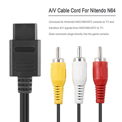 EXLENE 2pack 1.8M 6FT Composite AV Cable Audio Video A/V Replacement Cord Wire For Nintendo N64/SNES/GameCube
