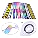 CoulorButtons 24 Rolls Candy Holographic Laser Color Mixed Size Nail Striping Tape Nail Art Line Decal Sets With 3 Line Case Tools