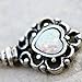 316L Stainless Steel Victorian Heart Key Industrial WildKlass Barbell with Synthetic Opal