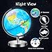 IKONG 8 inch Illuminated Globe of The World with Stand-Educational Globe Built in LED Light for Night View, Office Desktop World Globe,Magnifying Glass and 4 AA Batteries Included