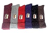 Lian LifeStyle Women's 6 Pairs Pack High Crew Wool Socks Size 7-9 6 Colors