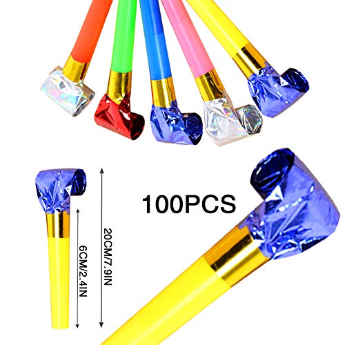 136 Pcs Party Blowers Party Horns,Multicolor Musical Blowouts Glitter Fringed Noisemaker Blowouts Whistles Fun Party Favors for Birthday Party Christmas New Years Party Toys Gifts