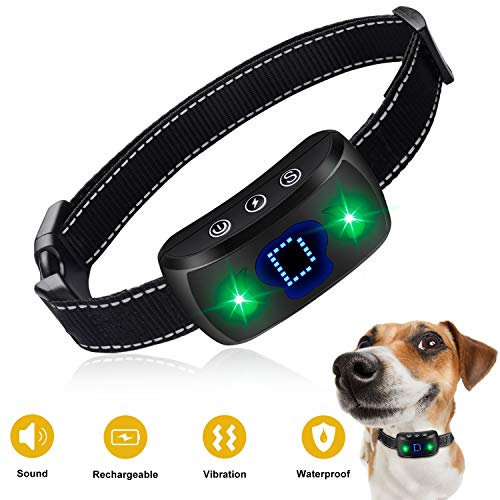 BESWIT Bark Collar 2020 Newest Rechargeable Dog Training Collar with Beep Vibration and LED Indicator for Small Medium Large Dog 4 Adjustable Sensitivity
