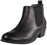 Refresh Tildon-02 Women's Almond Toe Simple Flat Heel Ankle Riding Booties,Black,8