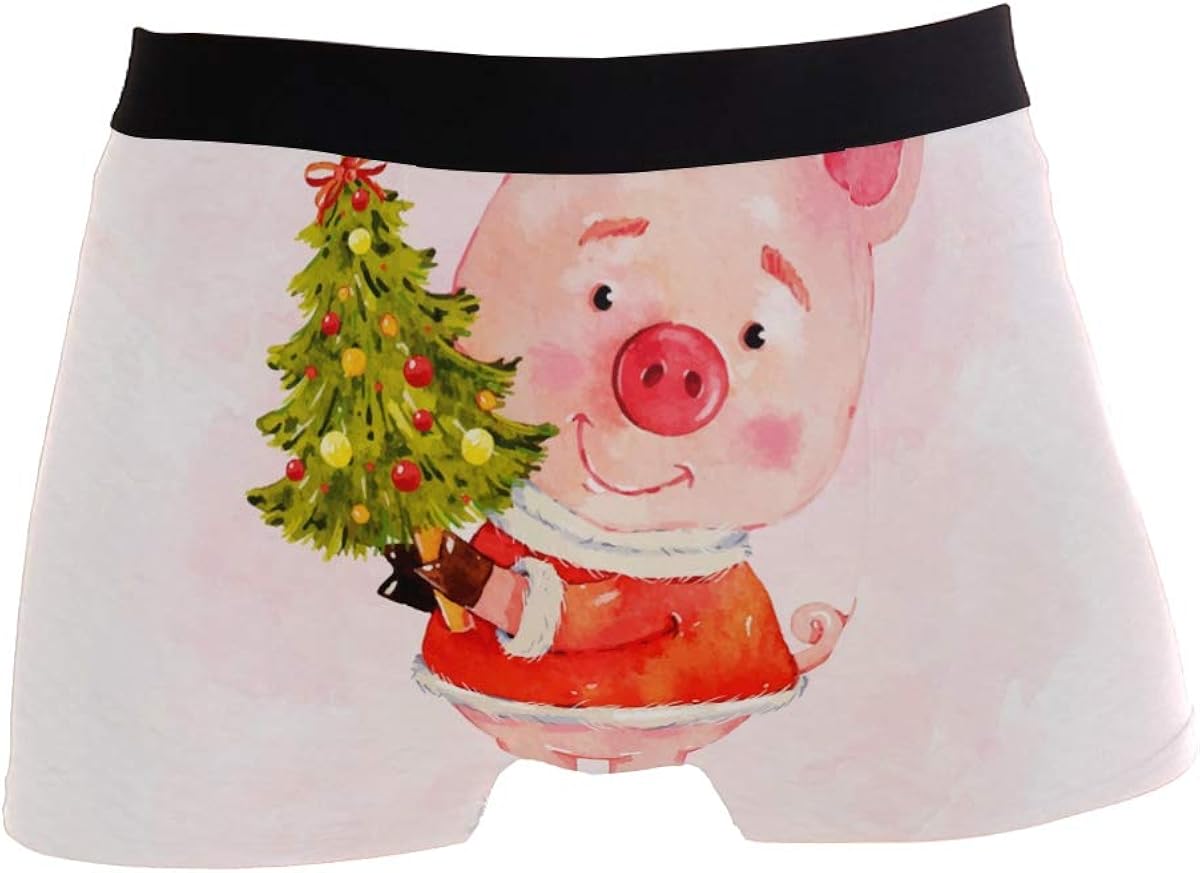 BONIPE Slip Humoristique en Forme de Cochon avec Sapin de Noël pour Homme Taille Basse élastique