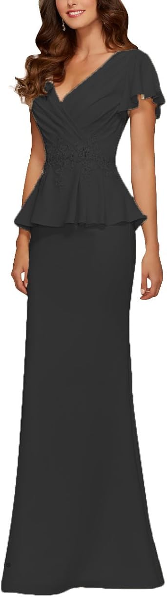 peplum mother of the bride dress