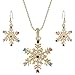 EVER FAITH Austrian Crystal Snowflake Flower Pendant Necklace Earrings Set