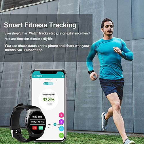 Evershop Smart Watch Phone with TF SIM Card Slot for Men Women, 1.5 inches IPS Round Touch Screen Fitness Tracker Watch with Heart Rate Monitor,Sleep Monitor, Pedometer for Android iOS