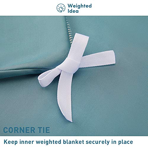 Weighted Idea Cooling Bamboo Weighted Blanket Removable Duvet Cover 48''x78'' (100% Natural Bamboo, Sea Grass Blue) - Thumbnail 3