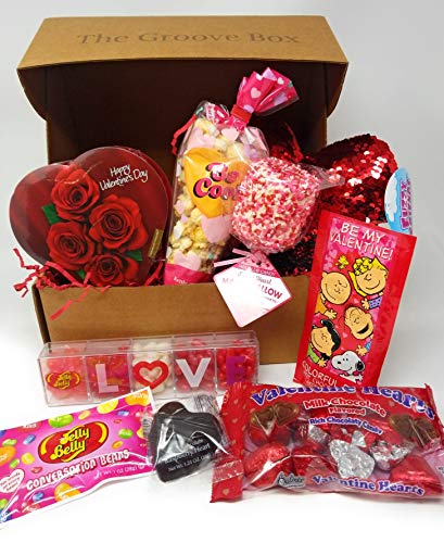 Valentines Day Box of Love & Hearts Care Package Gift – Chocolates & Candy Assortment Variety Bundle Present for Boy, Girl, Friend, Student, College, Child, Husband, Wife, Boyfriend, Girlfriend, Love