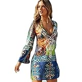 New Women Chiffon Bathing Suit Sexy Bikini Swimwear Cover Up Beach Dress (Colorful, M)