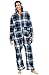 Alexander Del Rossa Mens Fleece Onesie, Hooded Footed Jumpsuit Pajamas, Large Blue and White Plaid (A0320P27LG)