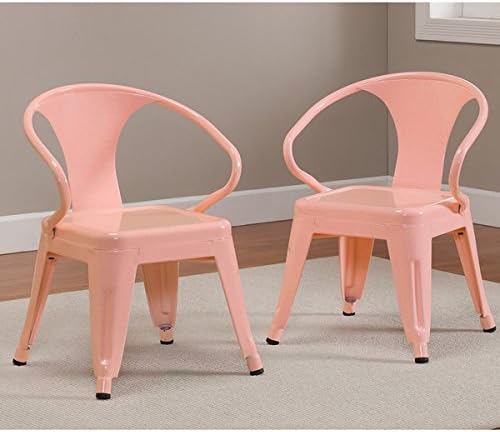 Kids Tabouret Stacking Chairs Nonmar foot glides, Durable steel construction Stackable Chair Set of 2 (Cotton Candy)