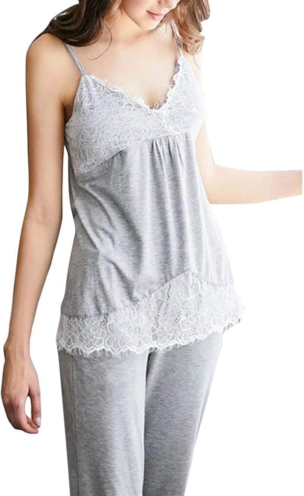 Pajama Set Women's Summer Chemise Sleeveless Simple Glamorous VNeck