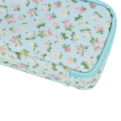 Cute Pencil Case For Girls Women,UBaymax Multifunction Waterproof High Capacity Floral Stationery Organizer Pen Pouch Makeup Bag Light Blue