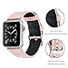 Secbolt Woven Band Compatible with Apple Watch Band 38mm 40mm iWatch Series 5 4 3 2 1, Canvas Fabric Strap with Genuine Leather Women Men(Beige, 38/40mm)