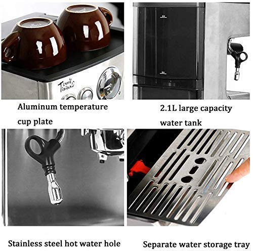 ZEH Kaffeemaschine Haushalt Italienischer halbautomatischer Dampfmilchschaum Pumpendruck 15 Bar Freistehende Edelstahl… – Bild 4