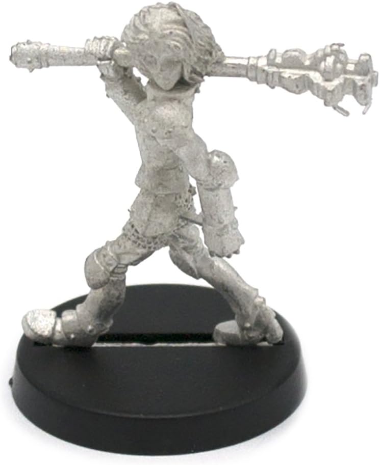 Stonehaven Miniatures Male Human Blademaster Miniature Figure, 100% Pewter Metal - 32mm Tall - (for 28mm Scale Table Top War Games) - Made In USA