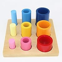 Fly whale Montessori Three Cylindrical Ladder Early Learning Cognitive Montessori Circular Ladder Montessori Toys for Toddlers Montessori Different Circles and Cylinders