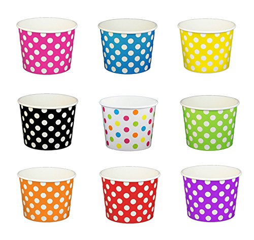 Black Cat Avenue Paper Ice Cream Cups, Polka Dot, Mix, 16 Ounce, 50 Count - Thumbnail 2