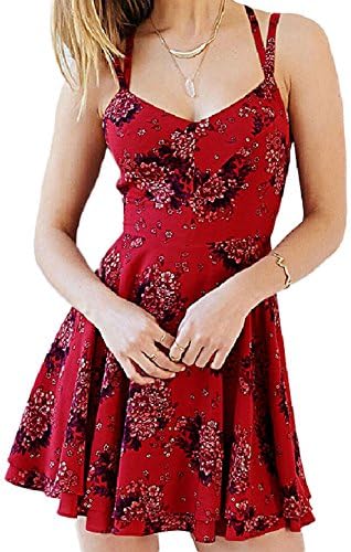 NANFANGLI Women Summer Dress Fit Comfy Floral Backless Casual Tank Dresses