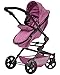 TRIOKID 2 in 1 Deluxe Baby Doll Stroller Sportline X1 Grape Purple Drawable Fabric with Swiveling Wheels & Adjustable Handle