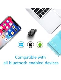 zeekoo inalámbrico auriculares, Mini auriculares Bluetooth más pequeño Invisible auriculares con 8 horas de tiempo de reproducción con micrófono de coche para iPhone y Android teléfono inteligente (una pieza)..., Negro