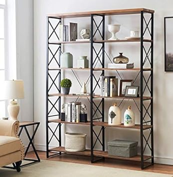 Amazon.com: O&K Furniture 80.80” Double Wide 80-Shelf Bookcase ...