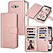 Tekcoo Compatible for Samsung Galaxy J3 / J3 V/Galaxy Sky/Galaxy Sol/Amp Prime/Express Prime Wallet Case, ID Credit Card Slots Holder PU Leather Flip Cover [Detachable Magnetic Case] Rose Gold