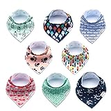 Premium Bandana Bibs for Boys Extra Soft - 8-Pack Baby Boy Drool Bib for Drooling and Teething, Natural Cotton, Hypoallergenic, Organic, Super Absorbent, Bandanas for Infant Boys Girls Toddler, Unisex