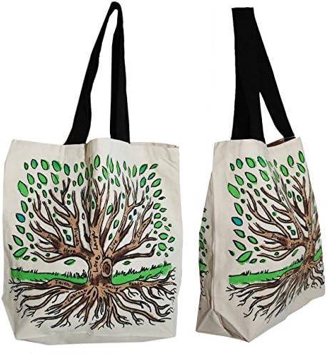 Shopper Tote Bag - Tree of Life Illustrated, Eco-Friendly Reusable Multipurpose Canvas Grocery Bag