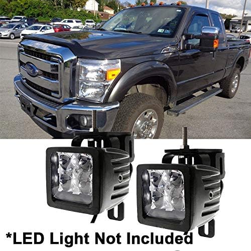 TTX-LIGHTING 2x 3" Cube Fog LED Light Pod Hidden Bumper Location Mounting Brackets for 1999-2016 Ford F250/F350/F450 Super Duty