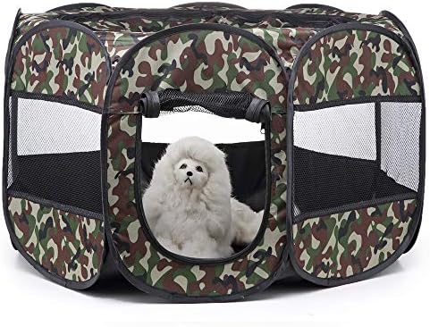Aoweika Portable Pet Playpen, Puppy Dog Cat Playpen with 8-Panel Kennel, Indoor/outdoor Pet Tent Fence for Pet Kennel Cage, Rabbit Guinea Pig Playpen and Hamster Cage (Blue)