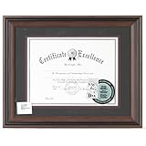 Dax N15786ST - Desk/Wall Plastic Document Frame, Insert size 11x14 and 8.5x11 with mat, Rosewood/Black (Office Product)