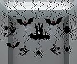 Moon Boat 30Ct Halloween Haunted House Hanging Swirl Yard Party Decorations - Creepy Bats/ Spiders/ Witch Ceiling Supplies