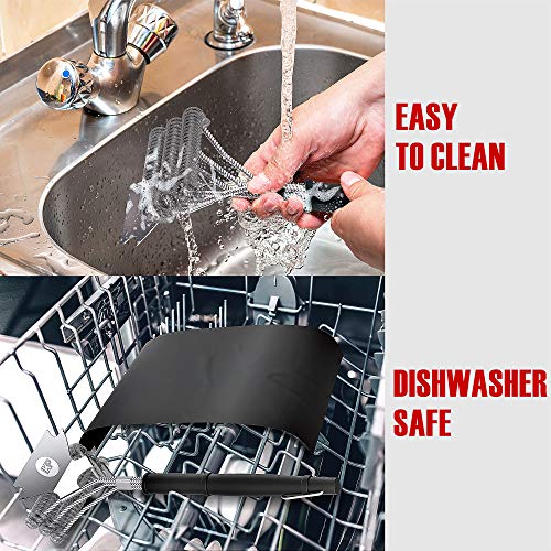 No.1 Bristle Free Safe Grill Brush and Scraper + 2 Heavy Duty BBQ Grill Mats | Stainless Steel Wire 17" BBQ Cleaning Brush for All Grill Grates - Weber Gas, Porcelain Ceramic Iron | Superior Value Set - Thumbnail 6