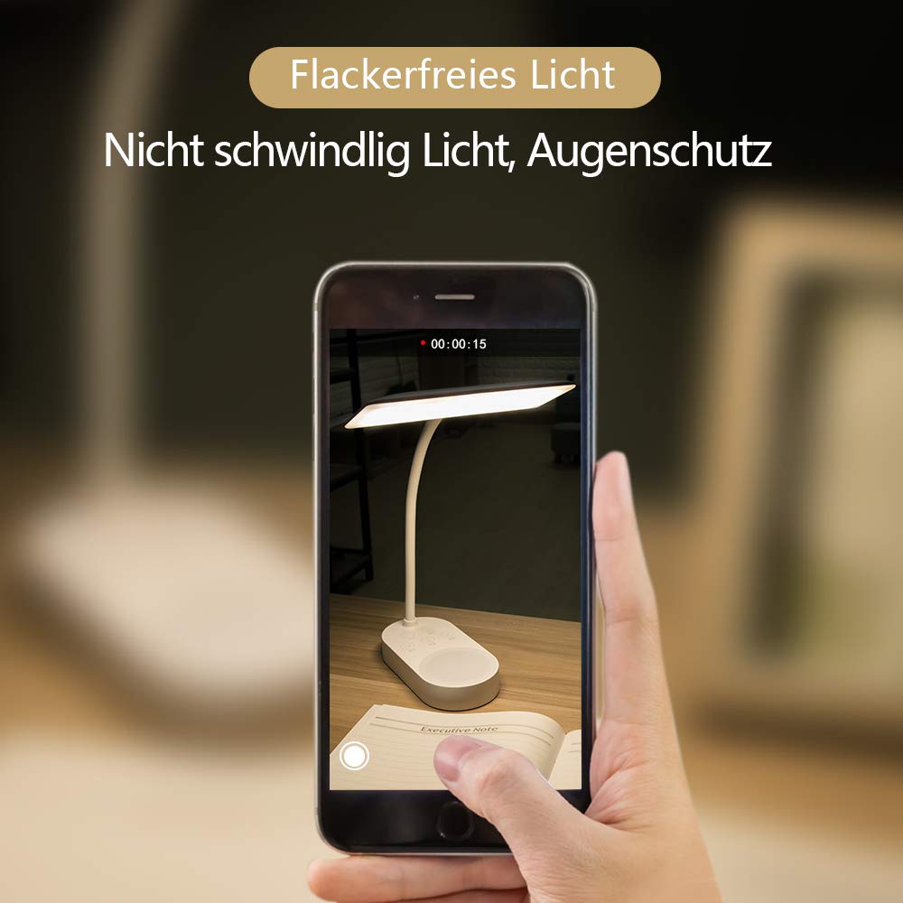 Wiederaufladbar Batteriebetrieben LED Schreibtischlampe Tisch leuchte Lese lampe buch licht USB Aufladbar Akku 3 Farben Dimmbar Kabellos Touch Augenschutz Kinder Studie Bett nachttisch Schlafzimmer