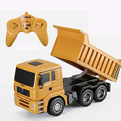ROCK1ON Remote Control Dump Truck 6 Channel RC Construction Vehicle Toys 2.4GHz Auto Dumping with Lights Rechargeable Battery Gifts for Boys Girls Toddlers