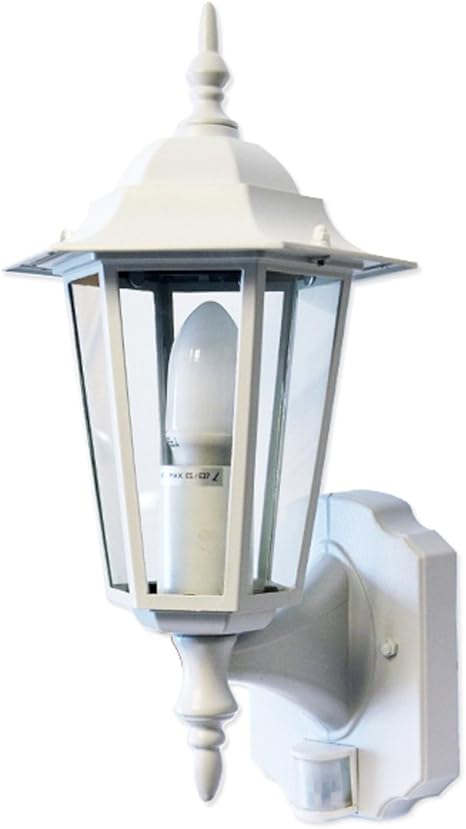 Regent White Aluminium Outdoor Wall Light With Motion Sensor Pir Amazon Co Uk Lighting