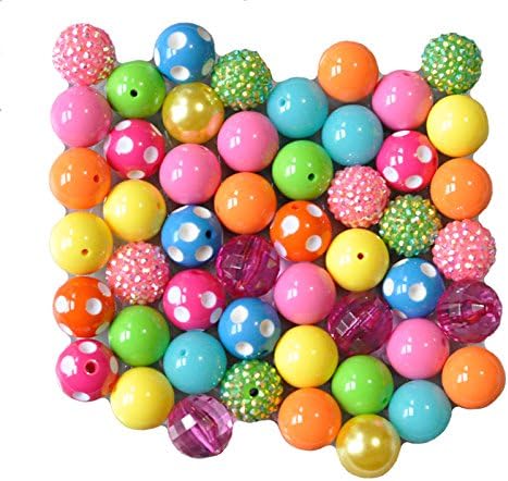 Brights Rainbow 20mm Chunky Bubblegum Beads 50 Pc Set