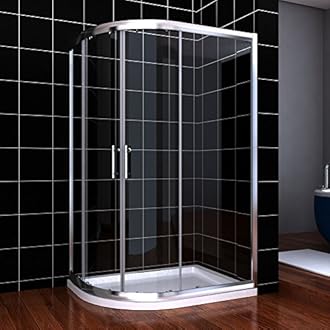 1200 x 900 mm Left Quadrant Shower Enclosure 6mm Sliding Glass Cubicle Door with Tray + Waste