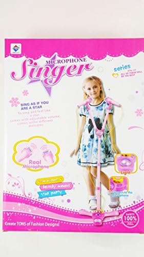 Little Celebrity Singer Microphone Equipped With 2 Microphones Adaptor For Mp3 Or Phone Adjustable Height On Toy Microphone And Adjustable Volume Level