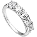 EVER FAITH 925 Sterling Silver Prong Round CZ Half Eternity Engagement Bride Ring Clear