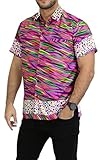 La Leela Men's Aloha Hawaiian Shirt Short Sleeve Button Down Casual Beach Party Purple